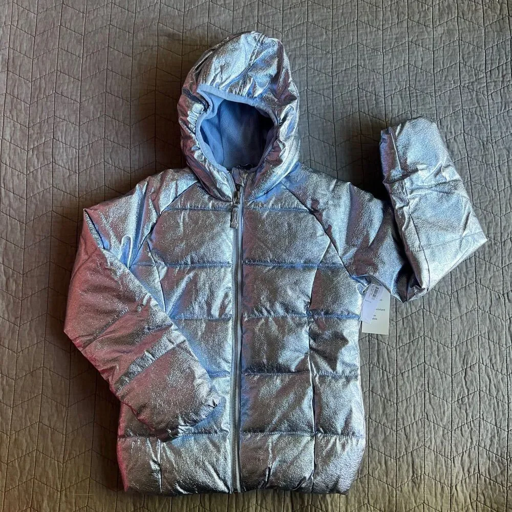 Old Navy Winter Jacket Blue Metalic Material size L (10-12) NWT